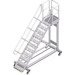 ZARGES Plattformtreppe Ergo Stop 45° 11 Stufen, 600 mm breit, Höhe 2,36 m