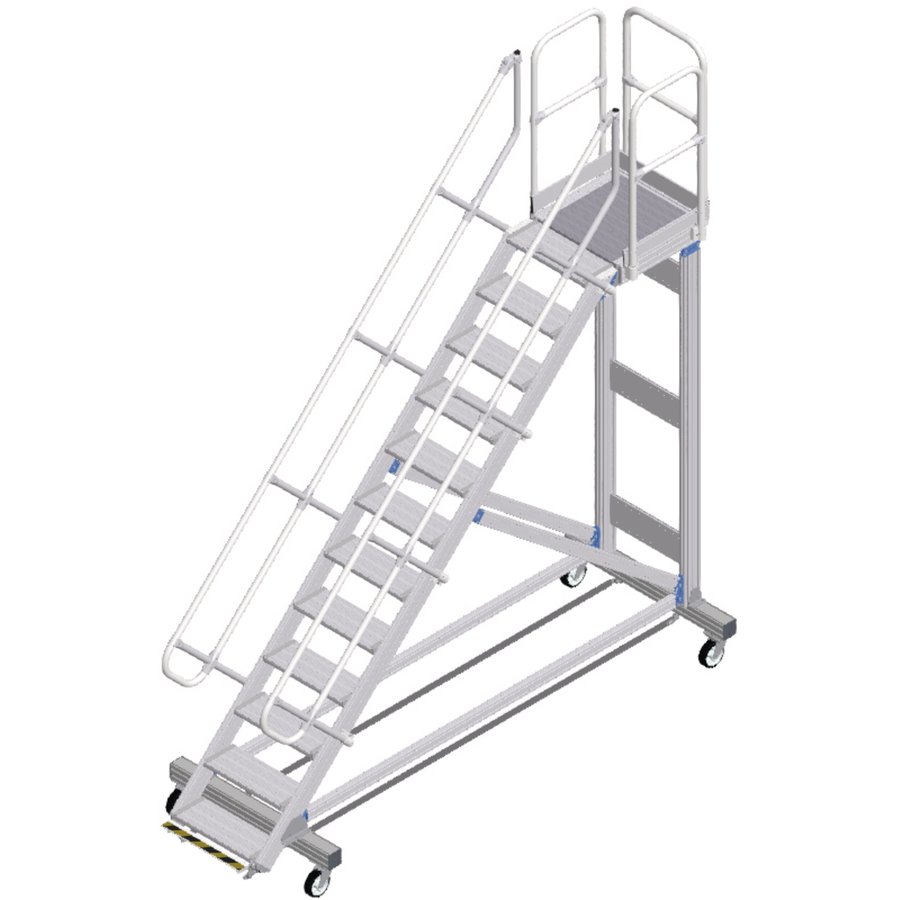 ZARGES Plattformtreppe Ergo Stop 45° 12 Stufen, 600 mm breit, Höhe 2,79 m