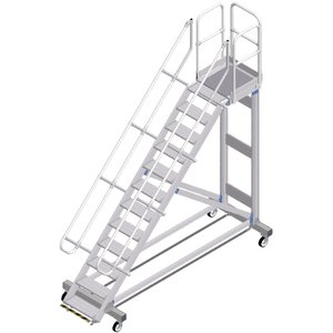 ZARGES Plattformtreppe Ergo Stop 45° 12 Stufen, 600 mm breit, Höhe 2,79 m