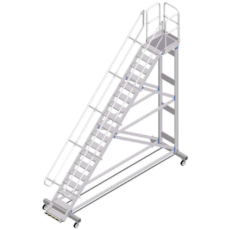 ZARGES Plattformtreppe Ergo Stop 45° 18 Stufen, 600 mm breit, Höhe 4,08 m