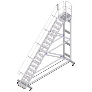 ZARGES Plattformtreppe Ergo Stop 45° 18 Stufen, 600 mm breit, Höhe 4,08 m