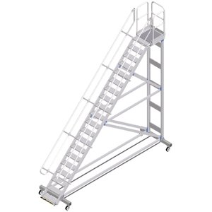 ZARGES Plattformtreppe Ergo Stop 45° 20 Stufen, 600 mm breit, Höhe 4,51 m
