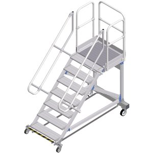 ZARGES Plattformtreppe Ergo Stop 45° 7 Stufen, 800 mm breit, Höhe 1,50 m