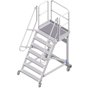 ZARGES Plattformtreppe fahrbar 60° 7 Stufen, 600 mm breit, Höhe 1,75 m