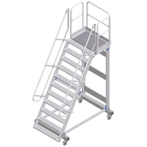 ZARGES Plattformtreppe fahrbar 60° 11 Stufen, 600 mm breit, Höhe 2,75 m