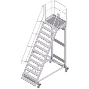 ZARGES Plattformtreppe fahrbar 60° 12 Stufen, 600 mm breit, Höhe 3,25 m