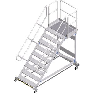 ZARGES Plattformtreppe Ergo Stop 45° 9 Stufen, 1000 mm breit, Höhe 1,93 m