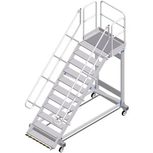 ZARGES Plattformtreppe Ergo Stop 45° 11 Stufen, 1000 mm breit, Höhe 2,36 m
