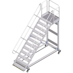 ZARGES Plattformtreppe Ergo Stop 45° 12 Stufen, 1000 mm breit, Höhe 2,79 m