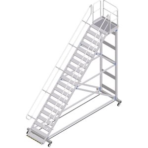 ZARGES Plattformtreppe Ergo Stop 45° 20 Stufen, 1000 mm breit, Höhe 4,51 m