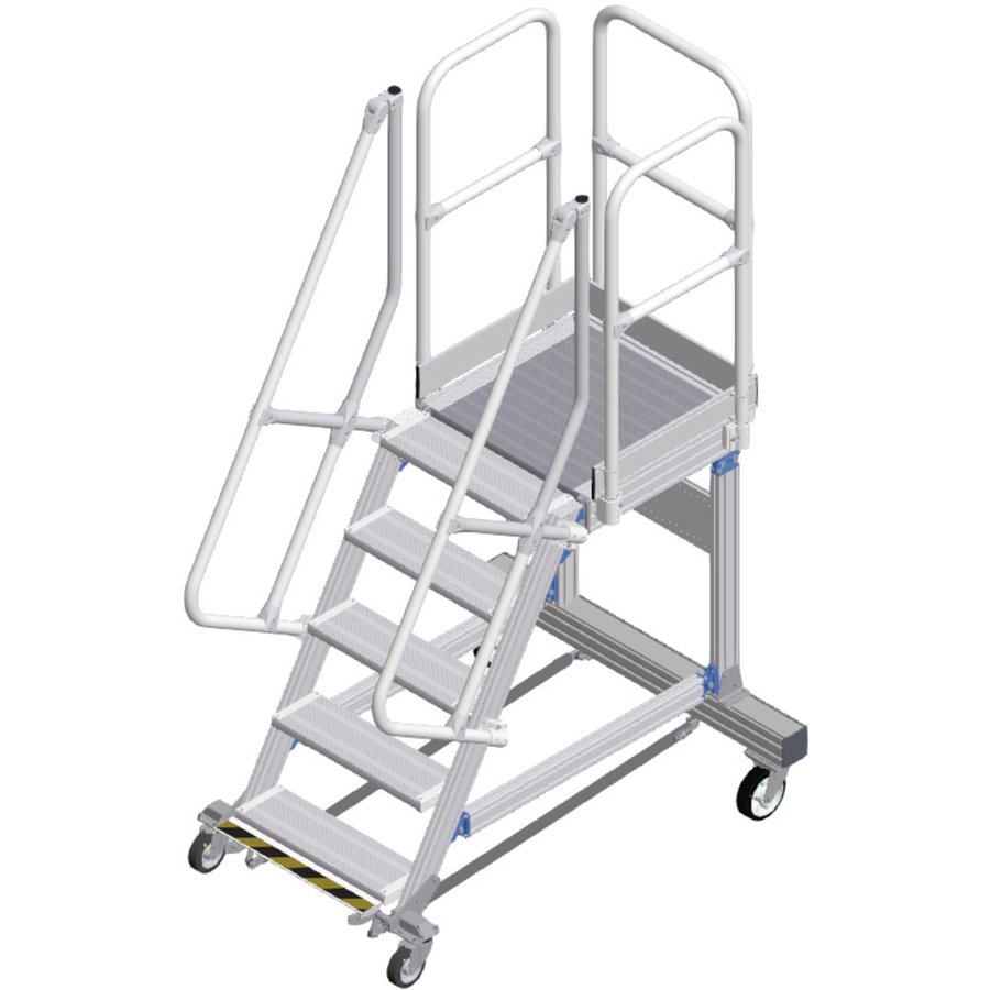 ZARGES Plattformtreppe Ergo Stop 60° 5 Stufen, 600 mm breit, Höhe 1,25 m