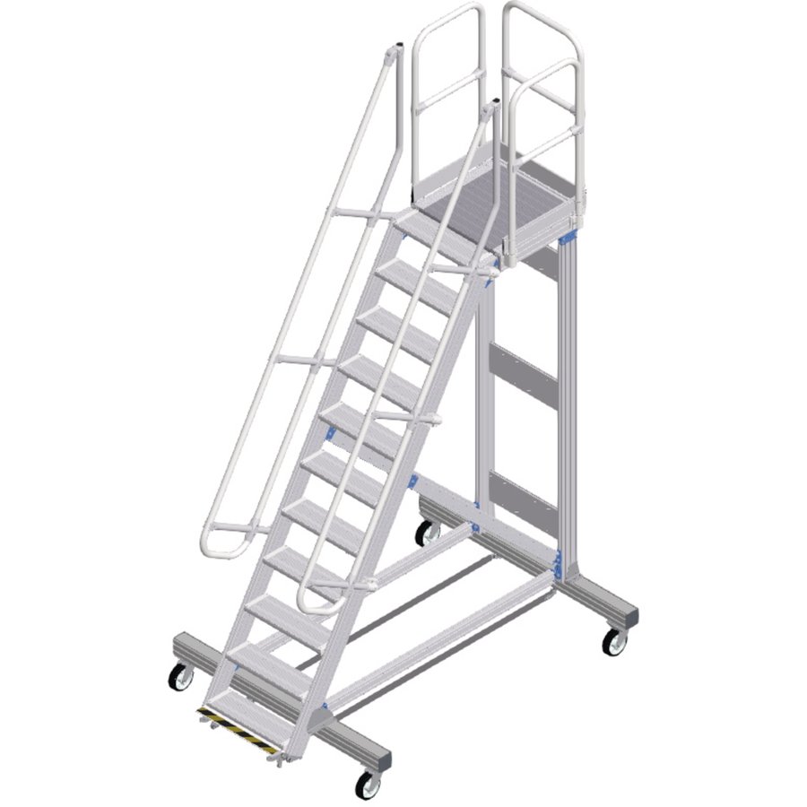 ZARGES Plattformtreppe Ergo Stop 60° 11 Stufen, 600 mm breit, Höhe 2,75 m