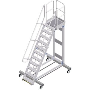 ZARGES Plattformtreppe Ergo Stop 60° 11 Stufen, 600 mm breit, Höhe 2,75 m