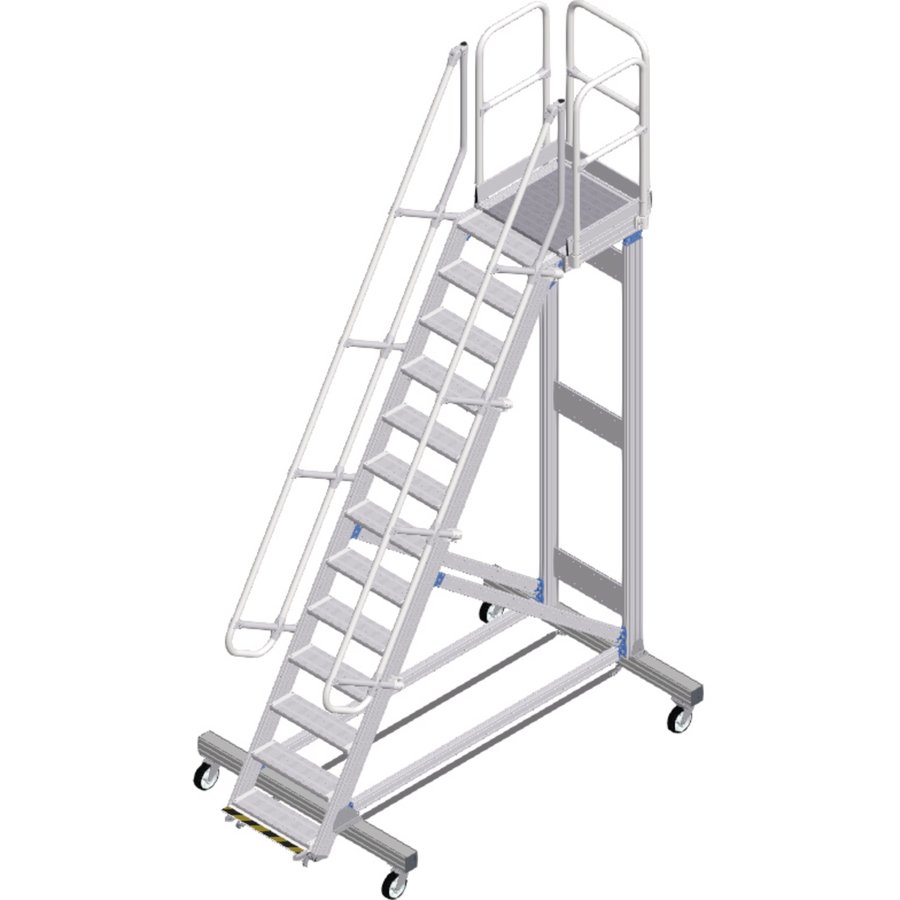 ZARGES Plattformtreppe Ergo Stop 60° 12 Stufen, 600 mm breit, Höhe 3,25 m