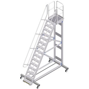 ZARGES Plattformtreppe Ergo Stop 60° 14 Stufen, 600 mm breit, Höhe 3,75 m