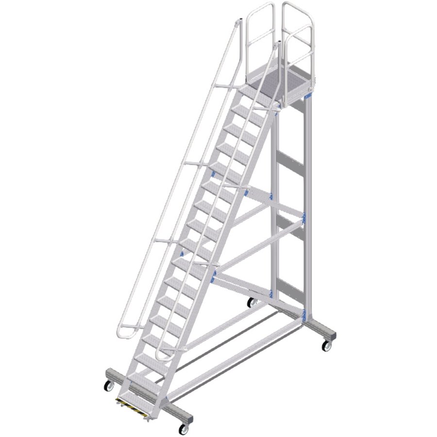 ZARGES Plattformtreppe Ergo Stop 60° 16 Stufen, 600 mm breit, Höhe 4,25 m