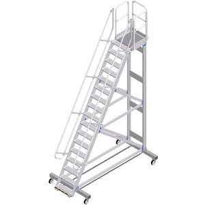 ZARGES Plattformtreppe Ergo Stop 60° 16 Stufen, 600 mm breit, Höhe 4,25 m