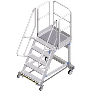 ZARGES Plattformtreppe Ergo Stop 60° 5 Stufen, 800 mm breit, Höhe 1,25 m