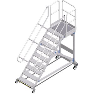 ZARGES Plattformtreppe Ergo Stop 45° 9 Stufen, 800 mm breit, Höhe 1,93 m