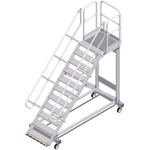 ZARGES Plattformtreppe Ergo Stop 45° 11 Stufen, 800 mm breit, Höhe 2,36 m