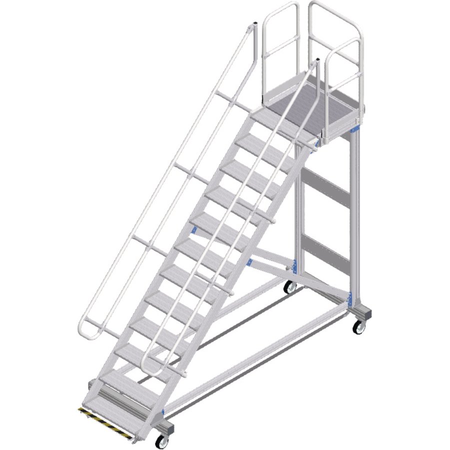 ZARGES Plattformtreppe Ergo Stop 45° 12 Stufen, 800 mm breit, Höhe 2,79 m