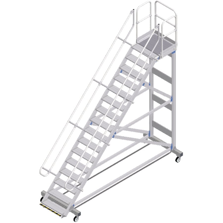 ZARGES Plattformtreppe Ergo Stop 45° 16 Stufen, 800 mm breit, Höhe 3,65 m