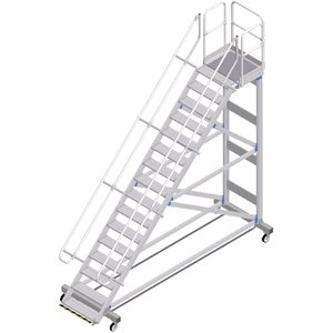 ZARGES Plattformtreppe Ergo Stop 45° 16 Stufen, 800 mm breit, Höhe 3,65 m