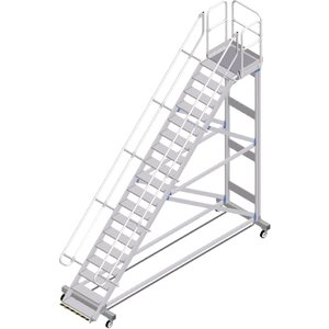 ZARGES Plattformtreppe Ergo Stop 45° 18 Stufen, 800 mm breit, Höhe 4,08 m