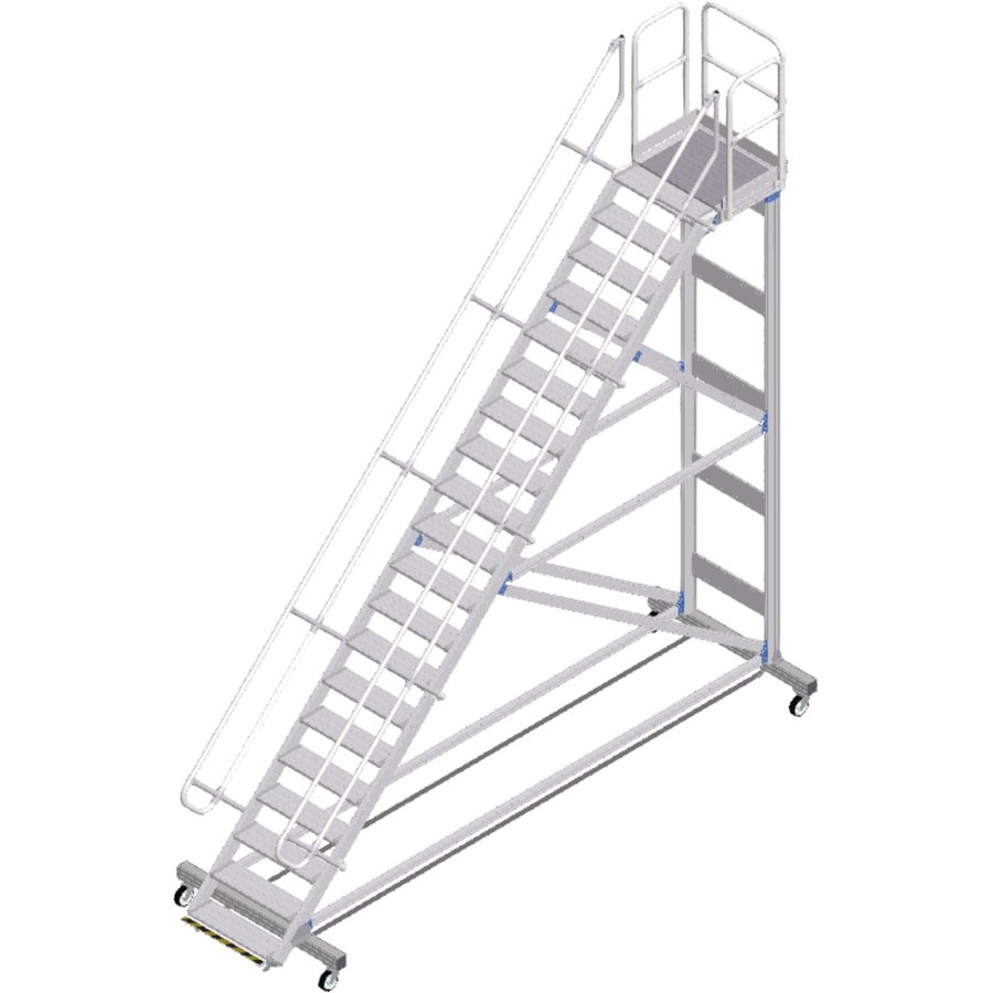 ZARGES Plattformtreppe Ergo Stop 45° 20 Stufen, 800 mm breit, Höhe 4,51 m