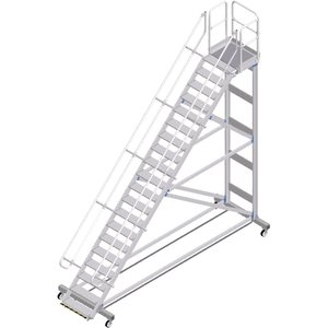 ZARGES Plattformtreppe Ergo Stop 45° 20 Stufen, 800 mm breit, Höhe 4,51 m