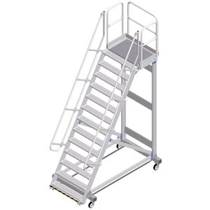 ZARGES Plattformtreppe Ergo Stop 60° 12 Stufen, 1000 mm breit, Höhe 3,25 m