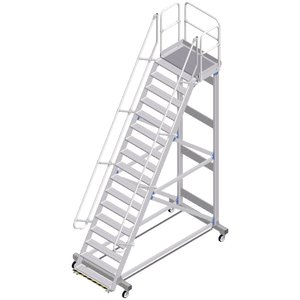 ZARGES Plattformtreppe Ergo Stop 60° 16 Stufen, 1000 mm breit, Höhe 4,25 m