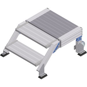 ZARGES Treppenpodest fahrbar 45° 2 Stufen, 600 mm breit, Höhe 0,40m
