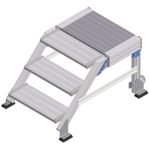 ZARGES Treppenpodest fahrbar 45° 3 Stufen, 600 mm breit, Höhe 0,60 m