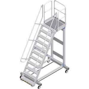 ZARGES Plattformtreppe Ergo Stop 60° 11 Stufen, 800 mm breit, Höhe 2,75 m