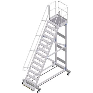 ZARGES Plattformtreppe Ergo Stop 60° 14 Stufen, 800 mm breit, Höhe 3,75 m