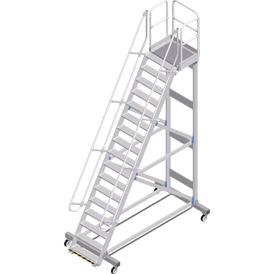 ZARGES Plattformtreppe Ergo Stop 60° 16 Stufen, 800 mm breit, Höhe 4,25 m