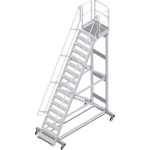 ZARGES Plattformtreppe Ergo Stop 60° 16 Stufen, 800 mm breit, Höhe 4,25 m