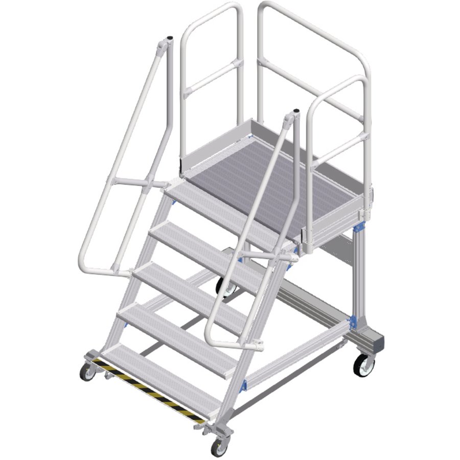 ZARGES Plattformtreppe Ergo Stop 60° 5 Stufen, 1000 mm breit, Höhe 1,25 m