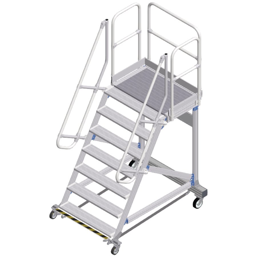 ZARGES Plattformtreppe Ergo Stop 60° 7 Stufen, 1000 mm breit, Höhe 1,75 m