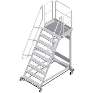 ZARGES Plattformtreppe Ergo Stop 60° 9 Stufen, 1000 mm breit, Höhe 2,25 m