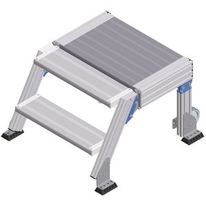 ZARGES Treppenpodest fahrbar 60° 2 Stufen, 600 mm breit, Höhe 0,50 m