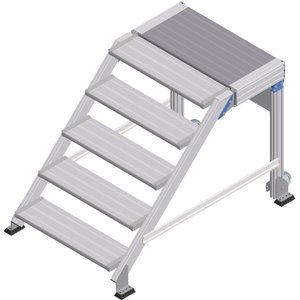 ZARGES Treppenpodest fahrbar 45° 5 Stufen, 800 mm breit, Höhe 0,99 m