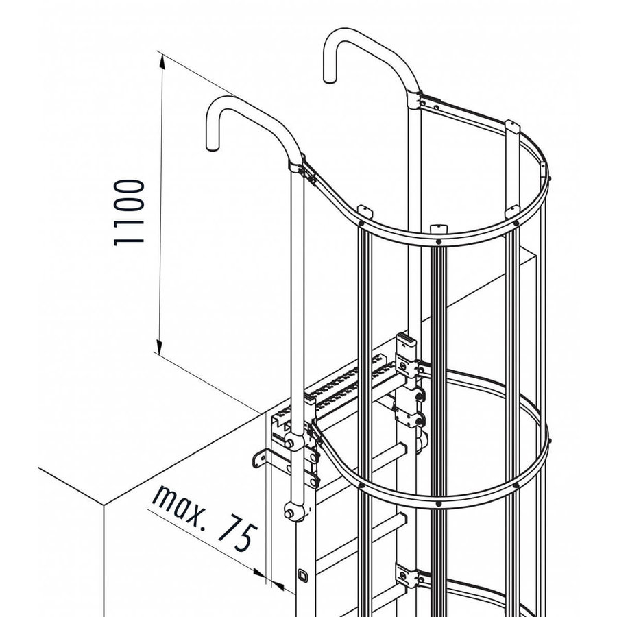 Hailo Professional Steigleiter mit Rückenschutz, Aluminium 4,20 m | 15 Sprossen
