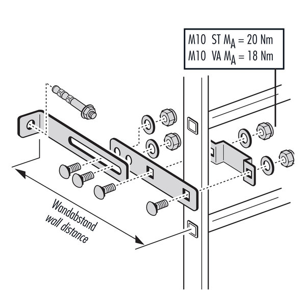 Hailo Professional Wandhalter für Holm 40x20mm, Stahl feuerverzinkt variabel | 185 - 215 mm