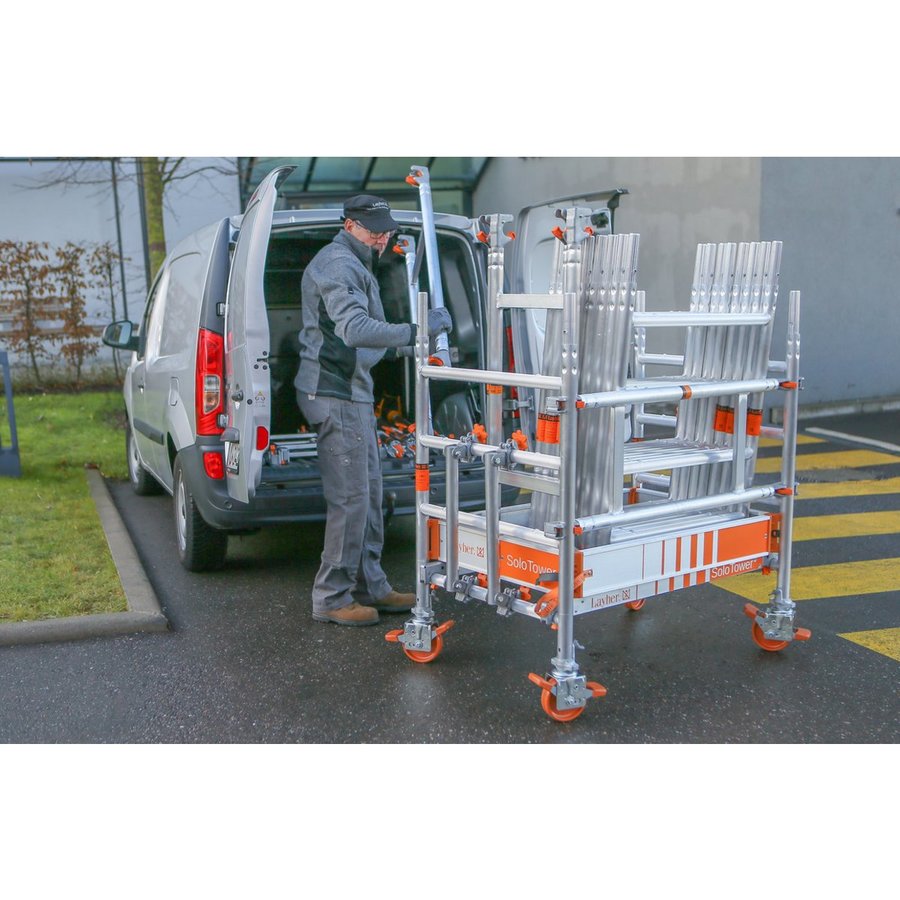 Layher SoloTower, Ein-Personen-Gerüst mit Telegeländern Arbeitshöhe bis 4,15m