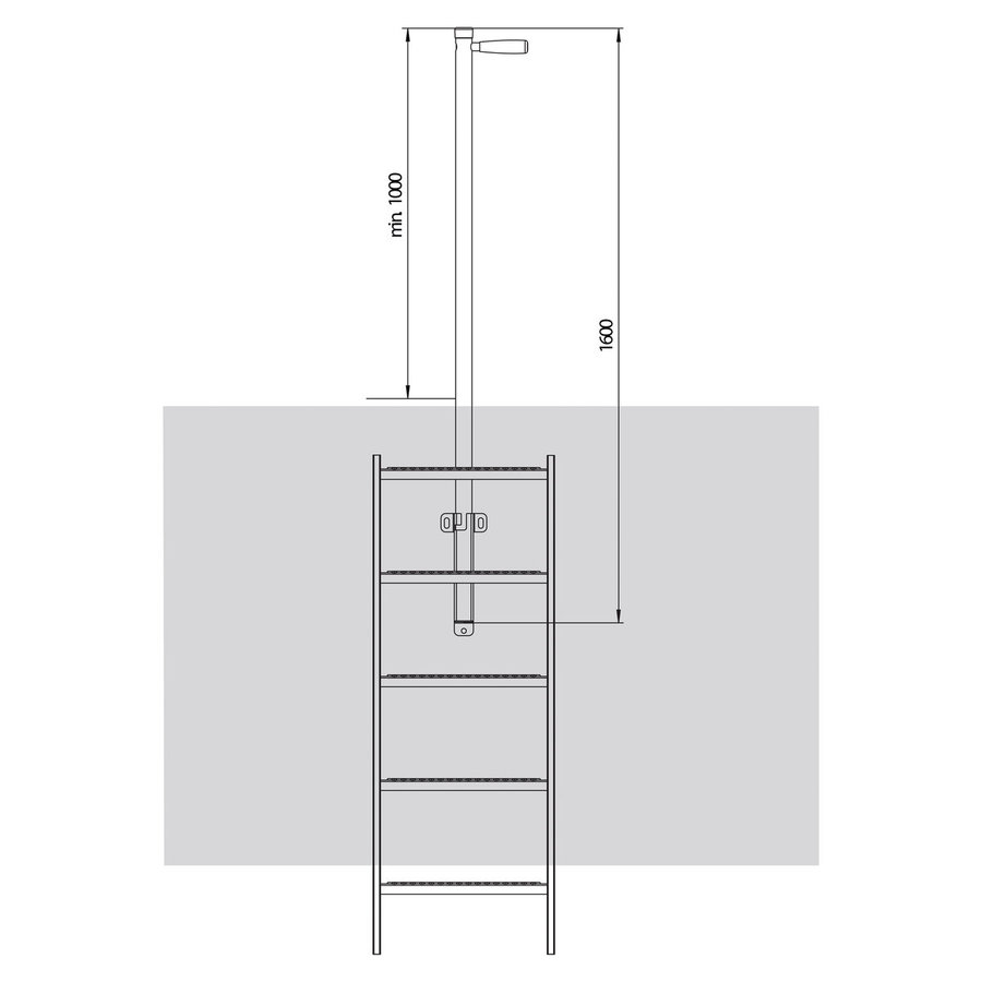 Hailo Professional Einstiegshilfe mit quadratischer Führungshülse 50x50 mm  Edelstahl 1.4571