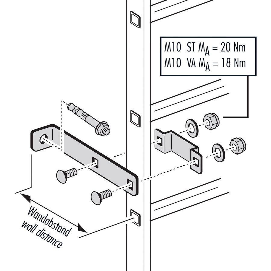Hailo Professional Wandhalter für Holm 40x20mm, Edelstahl 1.4301 starr | 185 mm