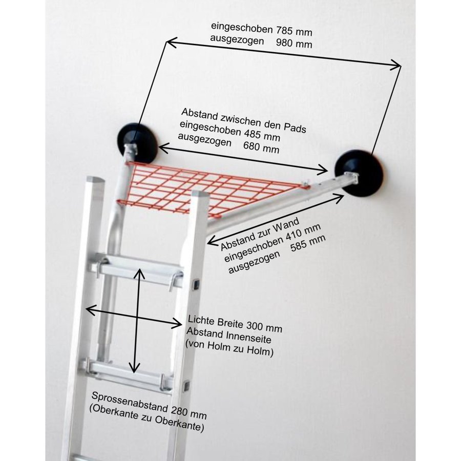 WAKÜ Wandabstandhalter mit Ablagegitter und großer Auflage