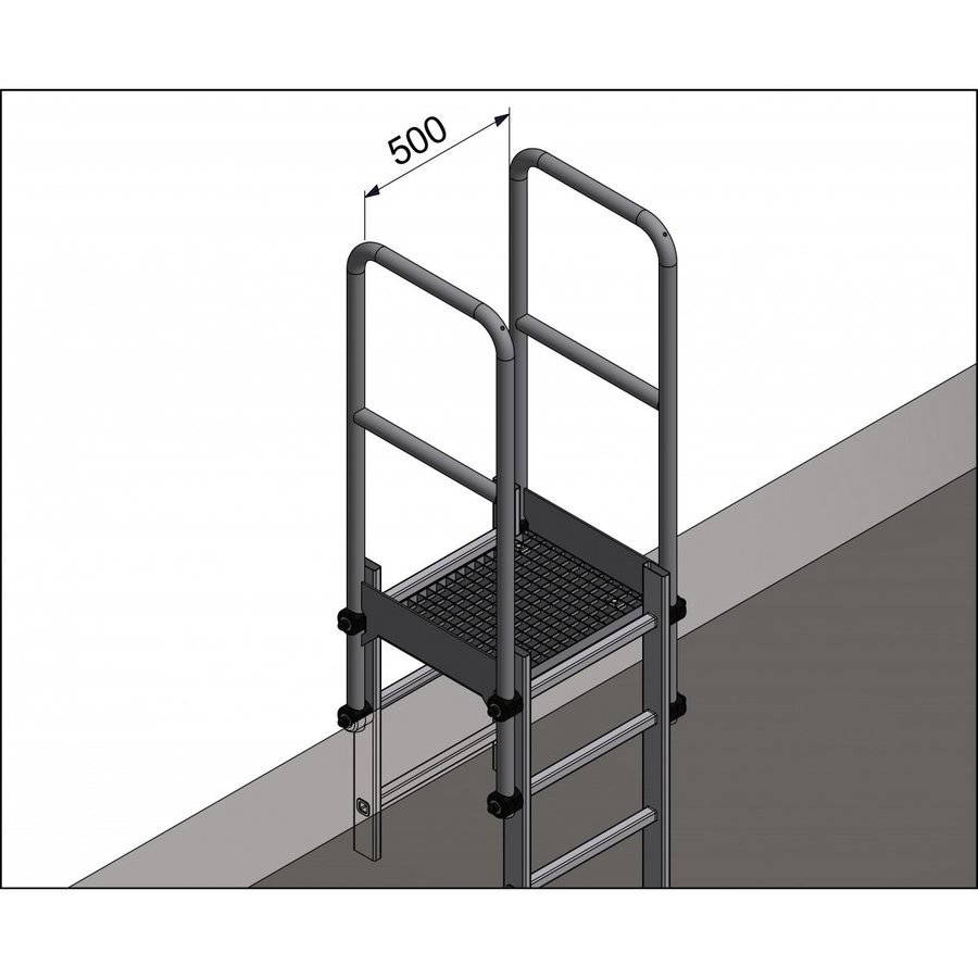 Hailo Professional Attika-Überstieg für Holm 40x20mm - Stahl verzinkt Tiefe 750 mm